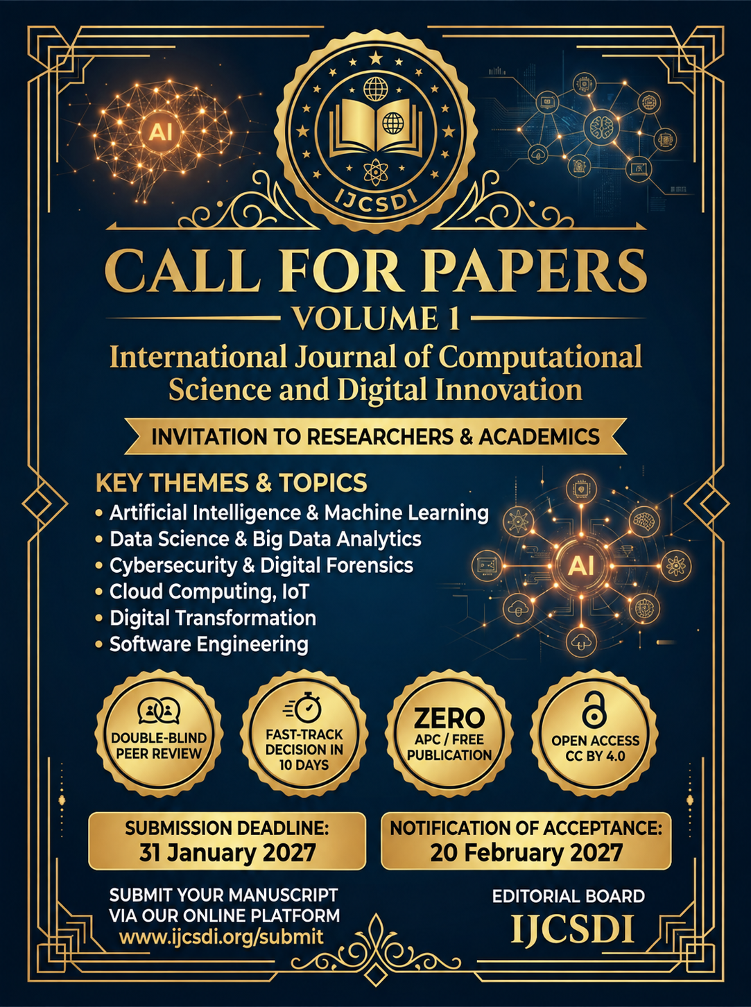 IJCSDI Call for Papers Official Poster Volume 1